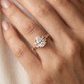1.0CT~5.0CT Pear cut Lab grown Diamond Luxury Pave Leaf Engagement Ring