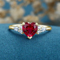Heart cut Lab Ruby Engagement ring