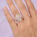 1.0CT~5.0CT Marquise cut Lab grown Diamond Halo Engagement Ring Set Luxury Pave Everyday Stackable Set