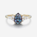 Pear shaped Lab Alexandrite Cluster Engagement ring