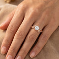 1.0CT~5.0CT Round cut Lab Grown Diamond Cluster Leaf Gold Engagement Ring