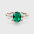 1.5Carat Oval cut Emerald Cluster Engagement ring