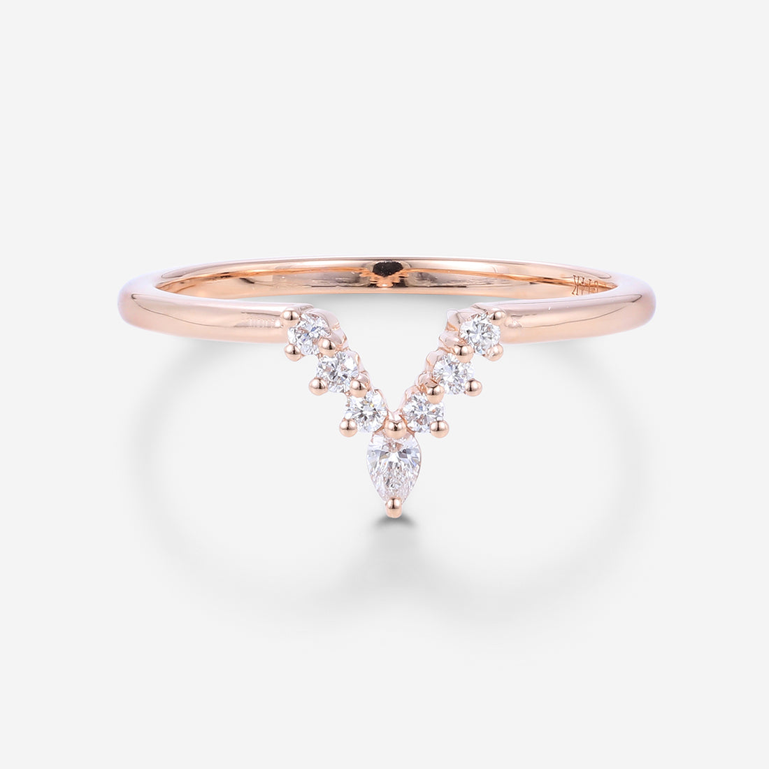 Pear shaped Moissanite | Diamond Curved Wedding Band Ring