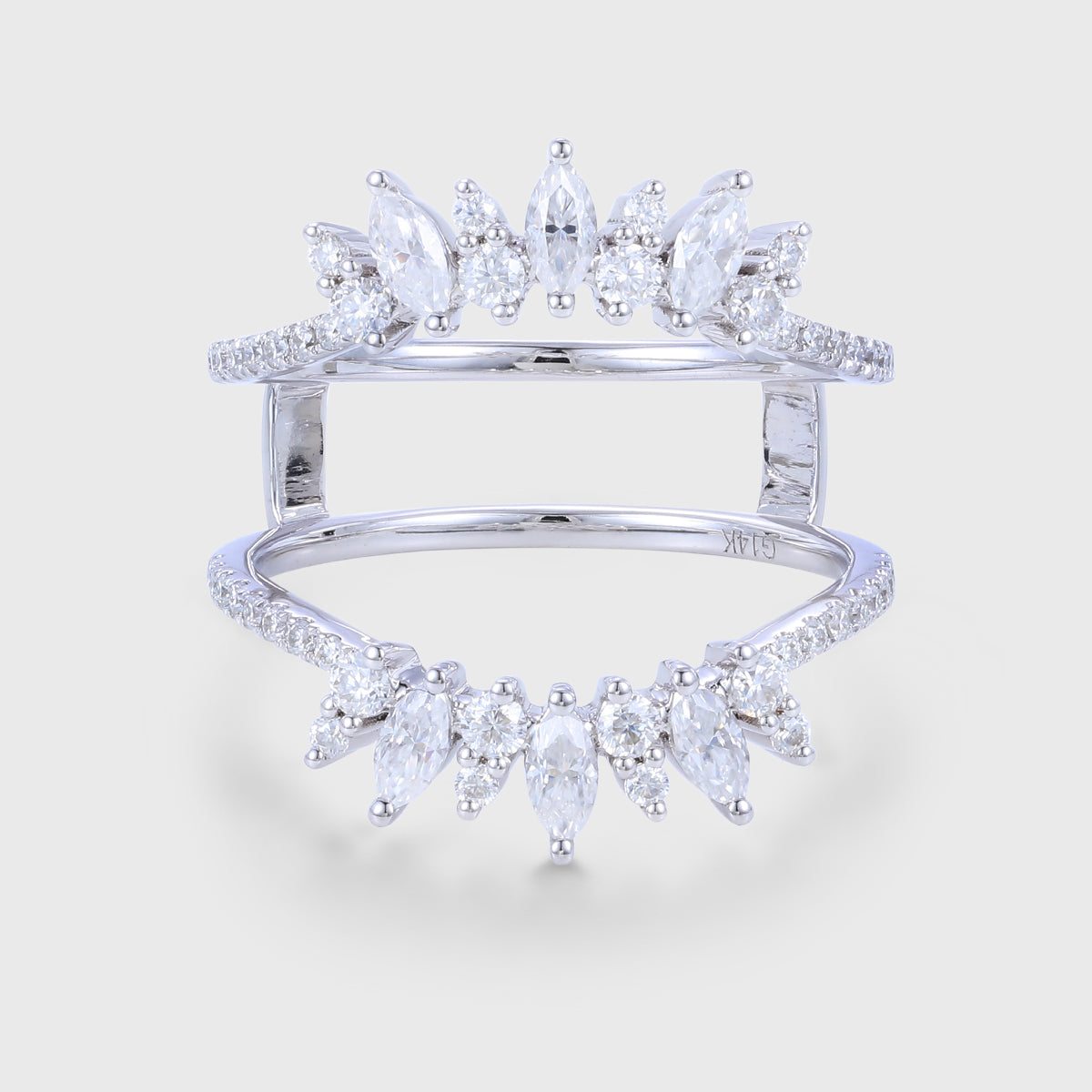 Double Marquise cut Moissanite | Diamond Curved Wedding Band