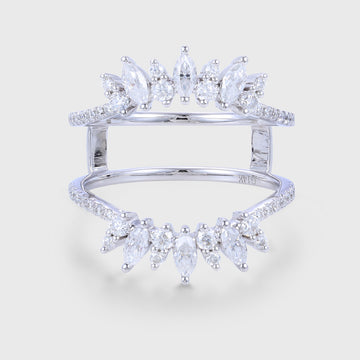 Double Marquise cut Moissanite | Diamond Curved Wedding Band