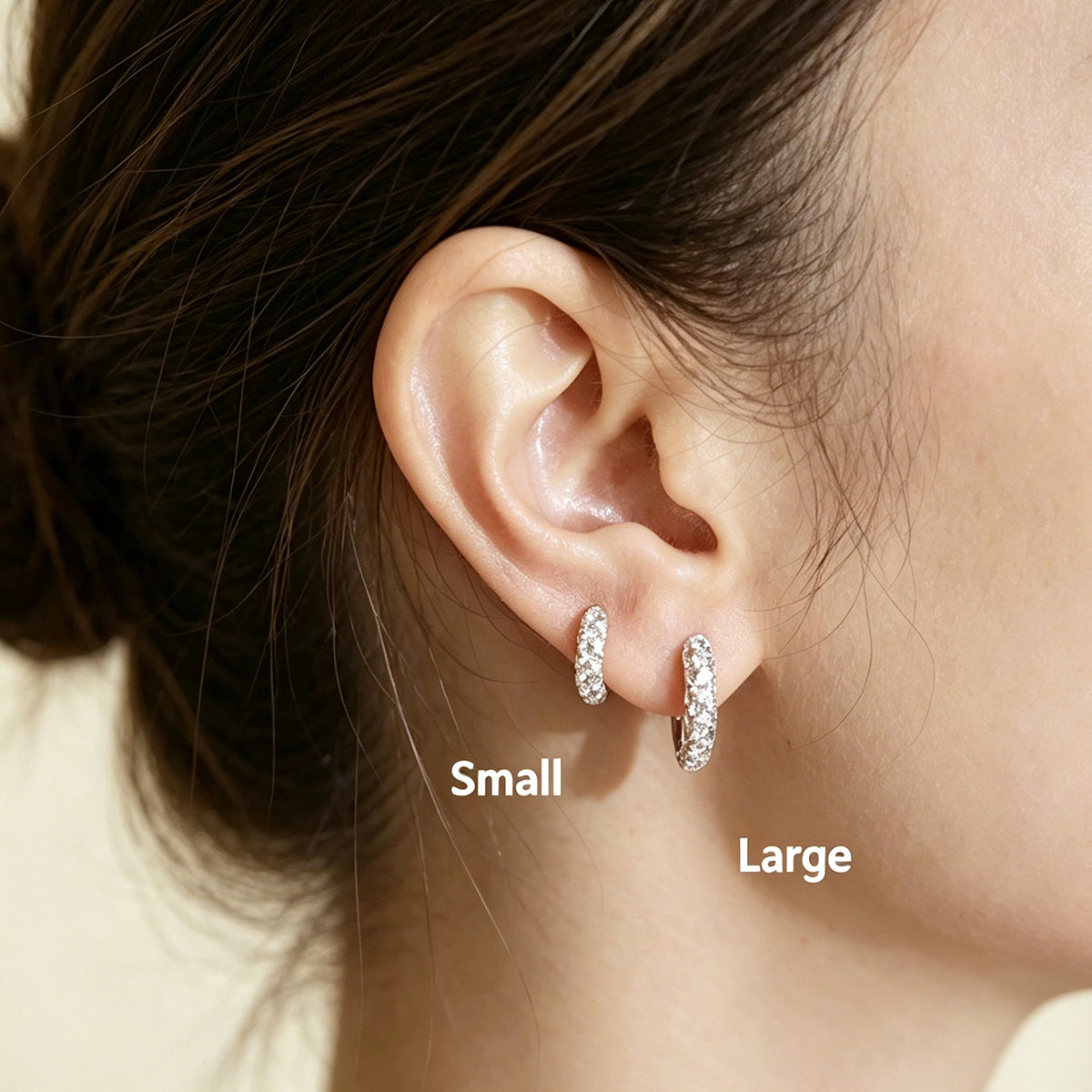 Lab grown Diamonds Hold Hoop Earrings Set