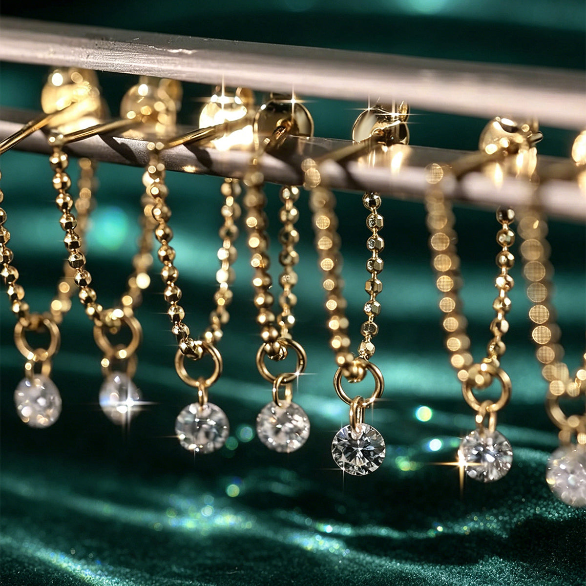 Round Lab grown Diamonds Chain Earrings Set