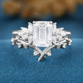 Emerald cut Lab Grown Diamond Wedding bridal set