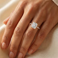 1.0CT~5.0CT Bezel setting Emerald cut Lab grown Diamond Half Eternity Sold Gold Engagement Ring