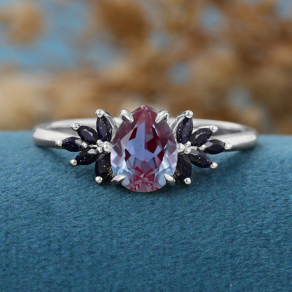 Pear cut Alexandrite Engagement ring