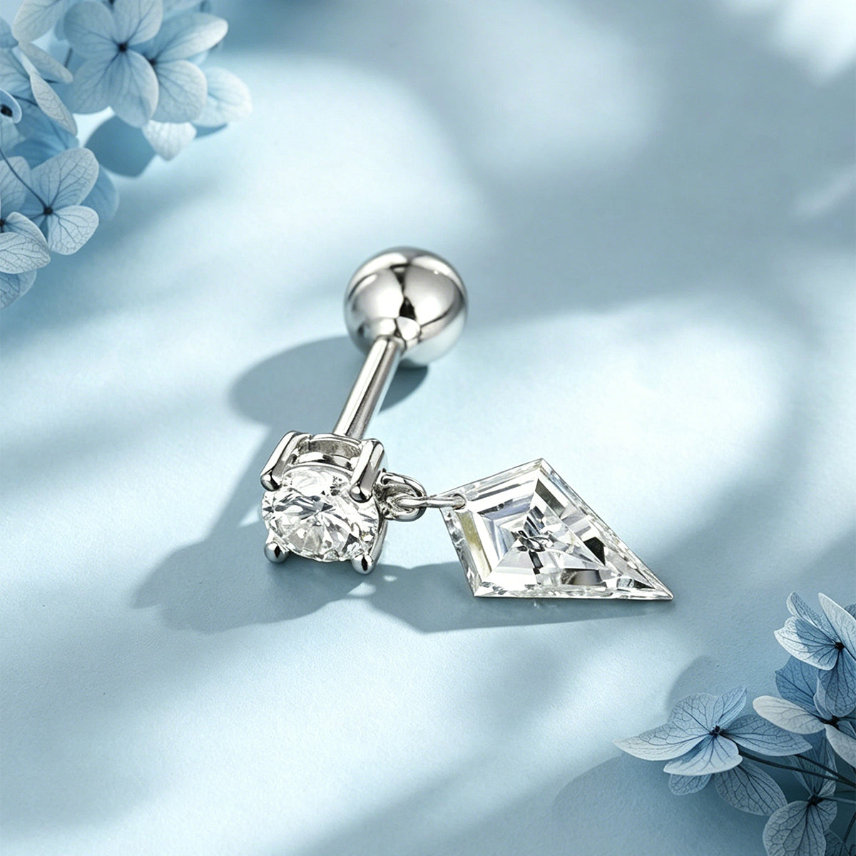Kite cut Lab grown Diamonds Minimalist Drop Earrings Set