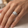 1.0CT~5.0CT Oval cut Lab grown Diamond Cluster Engagement Ring Set