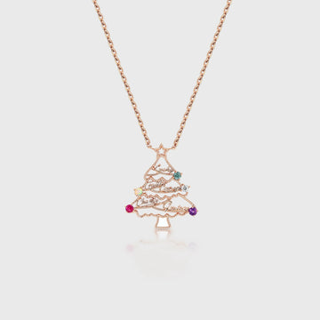 Christmas Tree  Pendant Necklace with Mix stones