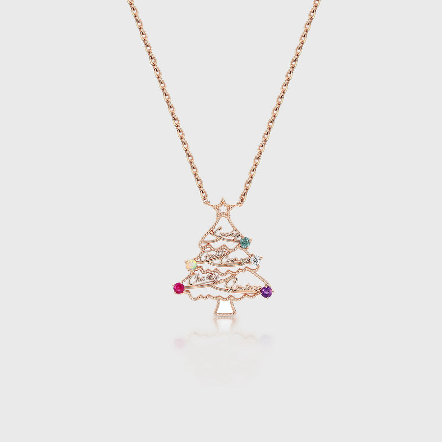 Christmas Tree  Pendant Necklace with Mix stones