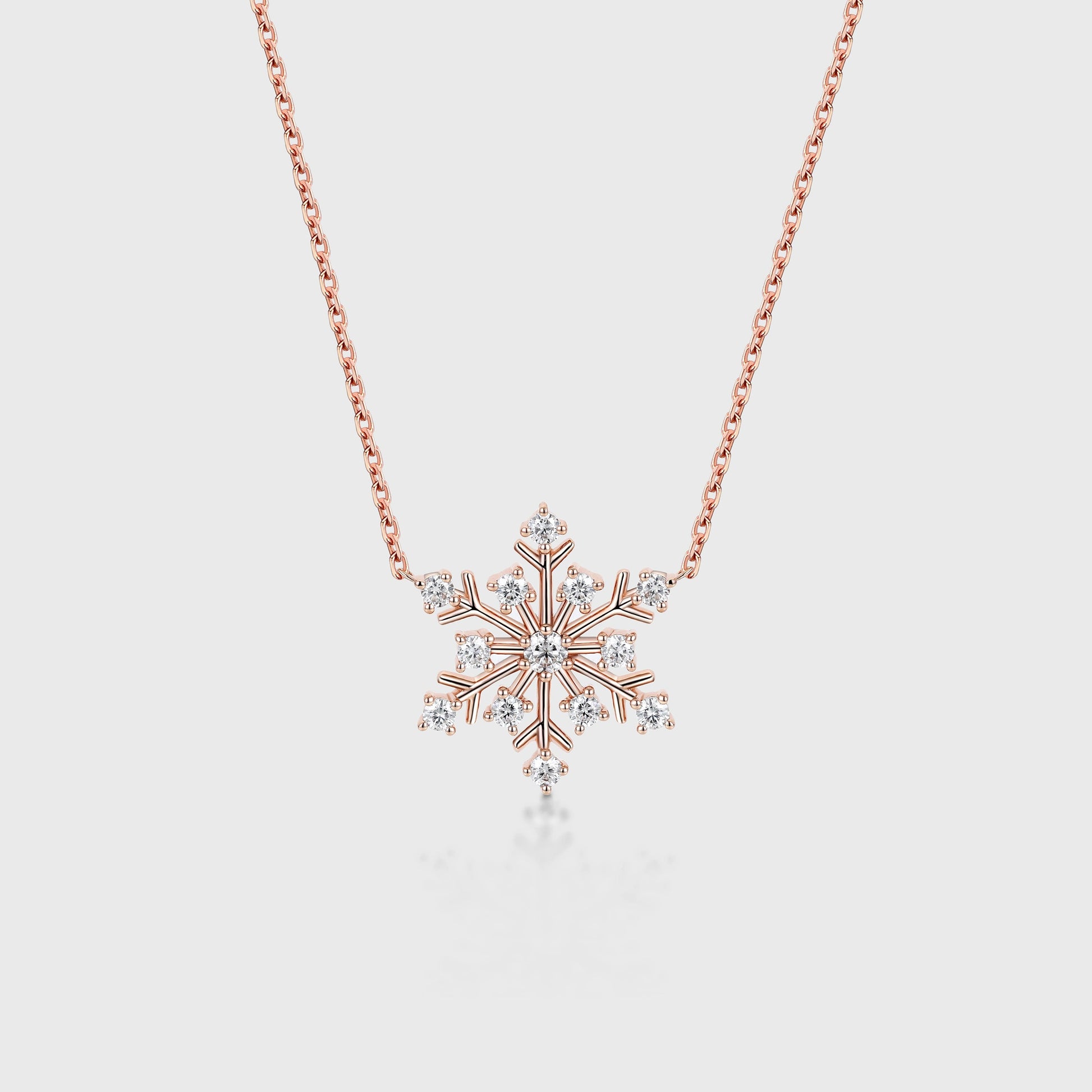 Christmas Snowflake Pendant Necklace with Diamonds