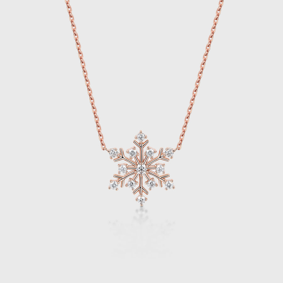 Christmas Snowflake Pendant Necklace with Diamonds