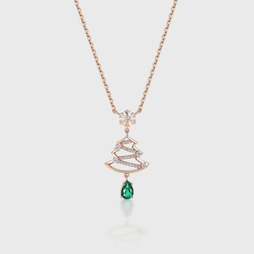 Pear cut Lab Emerald Pendant Necklace with Moissanite Halo Accents