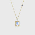 Oval cut Moonstone Pendant Necklace with Diamonds Halo Accents