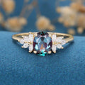 Oval cut Alexandrite Cluster Engagement ring