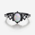 Bezel setting Oval cut Opal Halo Moissanite | Diamonds Gold Engagement Ring