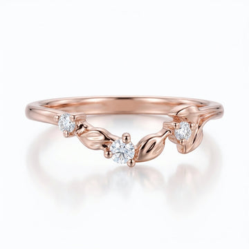 Round Diamond | Moissanite Curved Wedding Band Ring