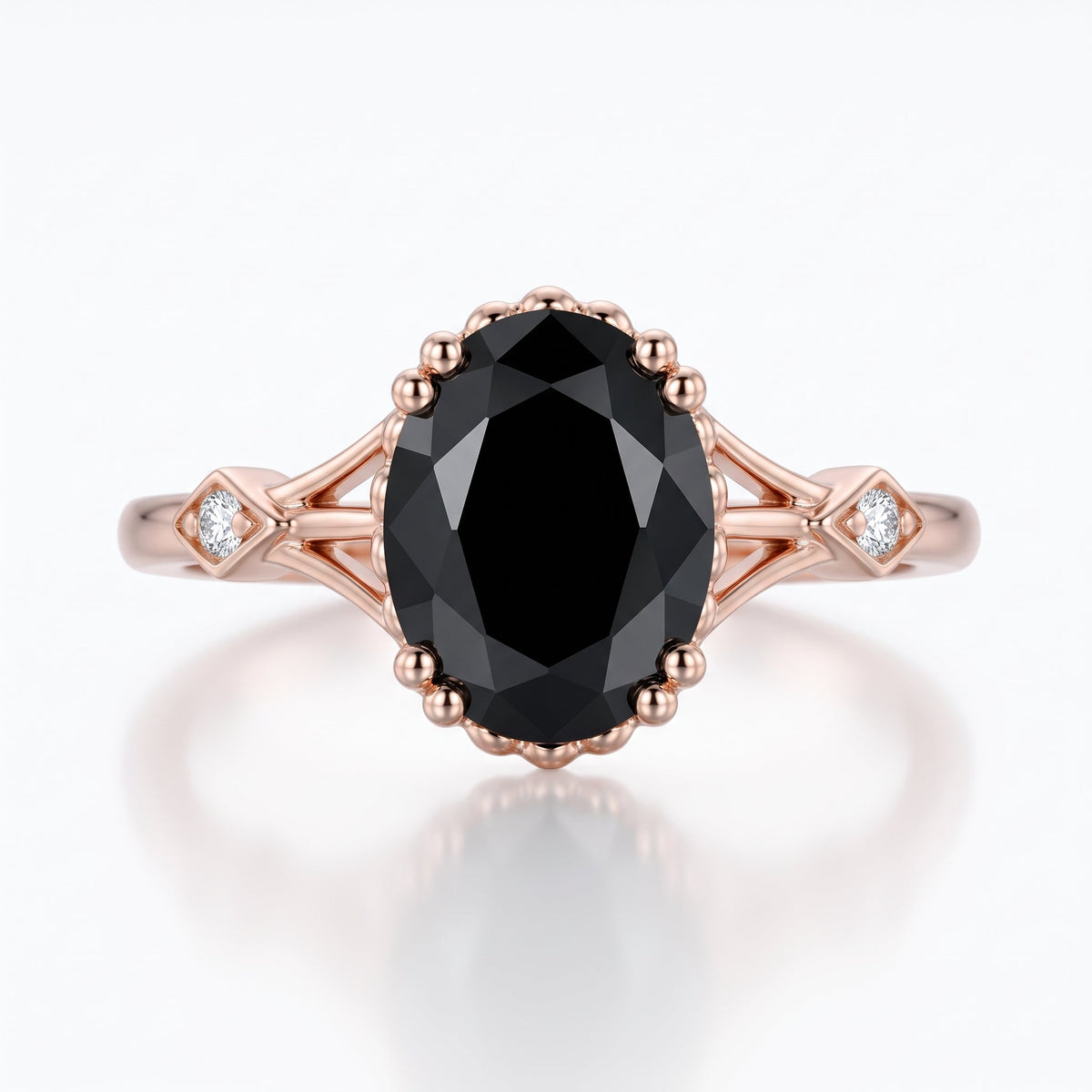Oval cut Black Onyx Wedding Bridal Set