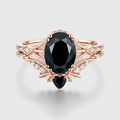 Oval cut Black Onyx Wedding Bridal Set