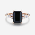 Emerald cut Black Onyx Solid Gold Engagement Ring