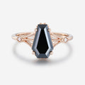 Coffin cut Black Onyx Solid Gold Engagement Ring