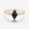 Lozenge cut Black Onyx Solid Gold Engagement Ring