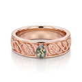 Pear cut Moss Agate Couples Ring Set- His and Hers Wedding Band Solid Gold Matching Promise Rings