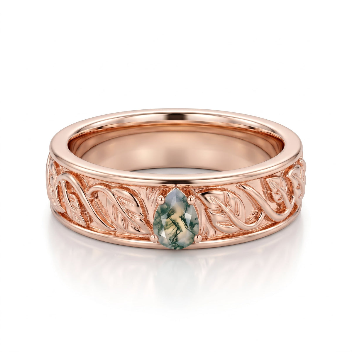 Men's Classic Moss Agate Ring - Timeless Elegance