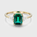 Emerald cut Lab grown Emerald Solid Gold Engagement Ring