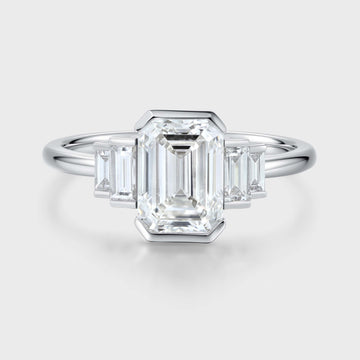 Emerald cut Moissanite Engagement ring