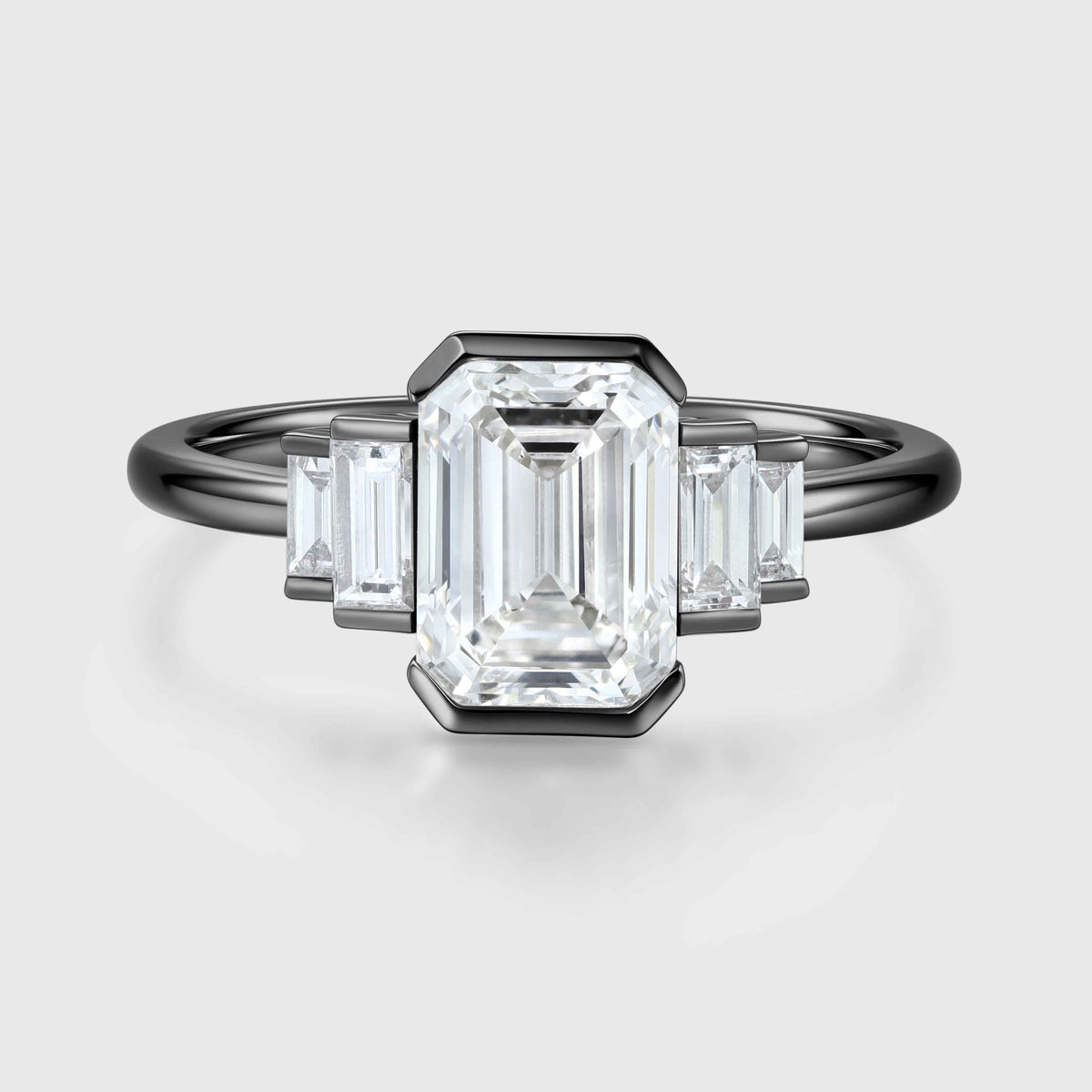 Emerald cut Moissanite Engagement ring