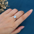 Emerald cut Moonstone & Moss Agate Solid Gold Engagement Ring