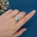 Emerald cut Turquoise & Kite cut Moss Agate Solid Gold Engagement Ring