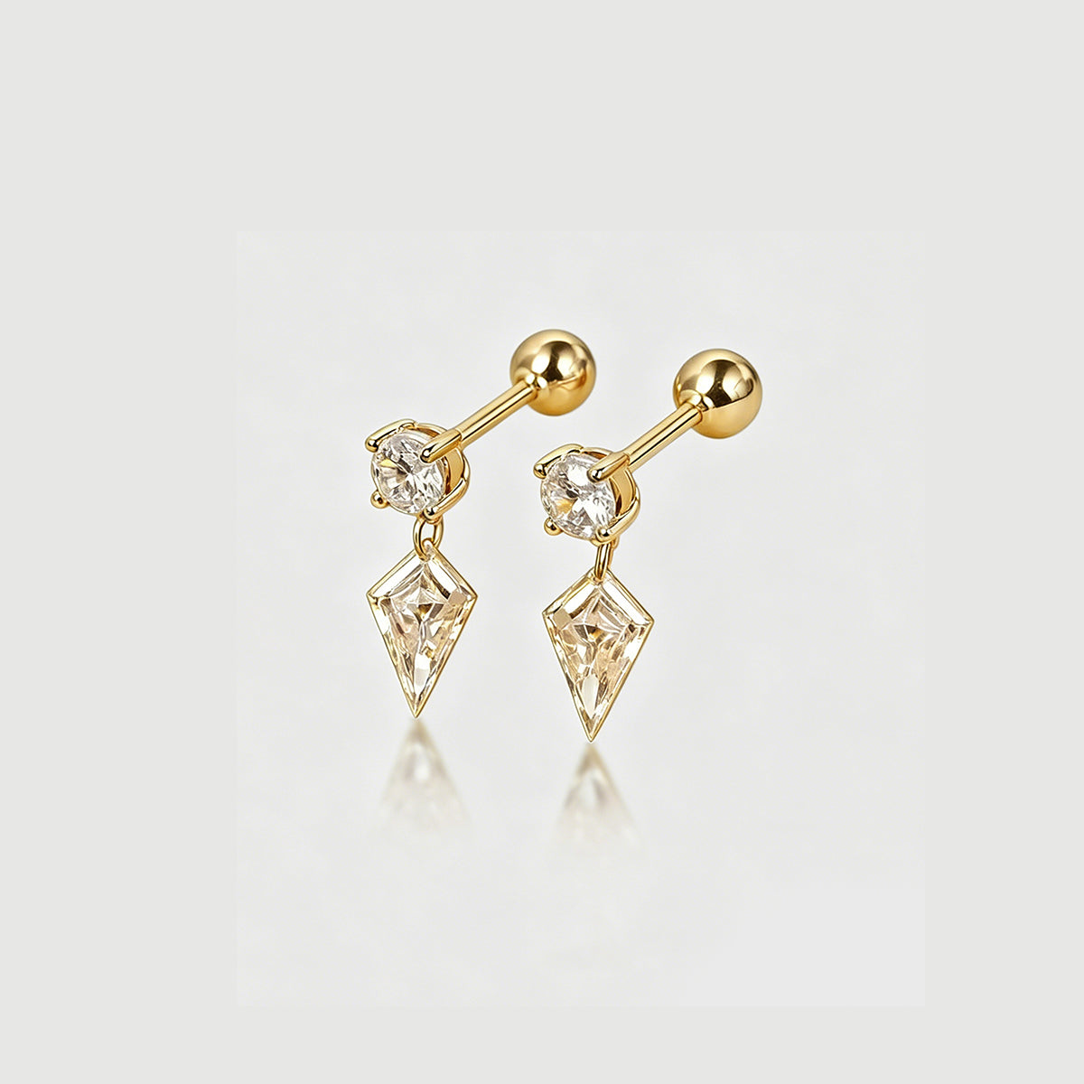 Kite cut Lab grown Diamonds Minimalist Drop Earrings Set