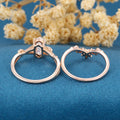 Hexagon cut Moissanite Engagement Ring diamonds Rose Gold Wedding Bridal Set