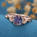 Round Cut Alexandrite Engagement Ring 