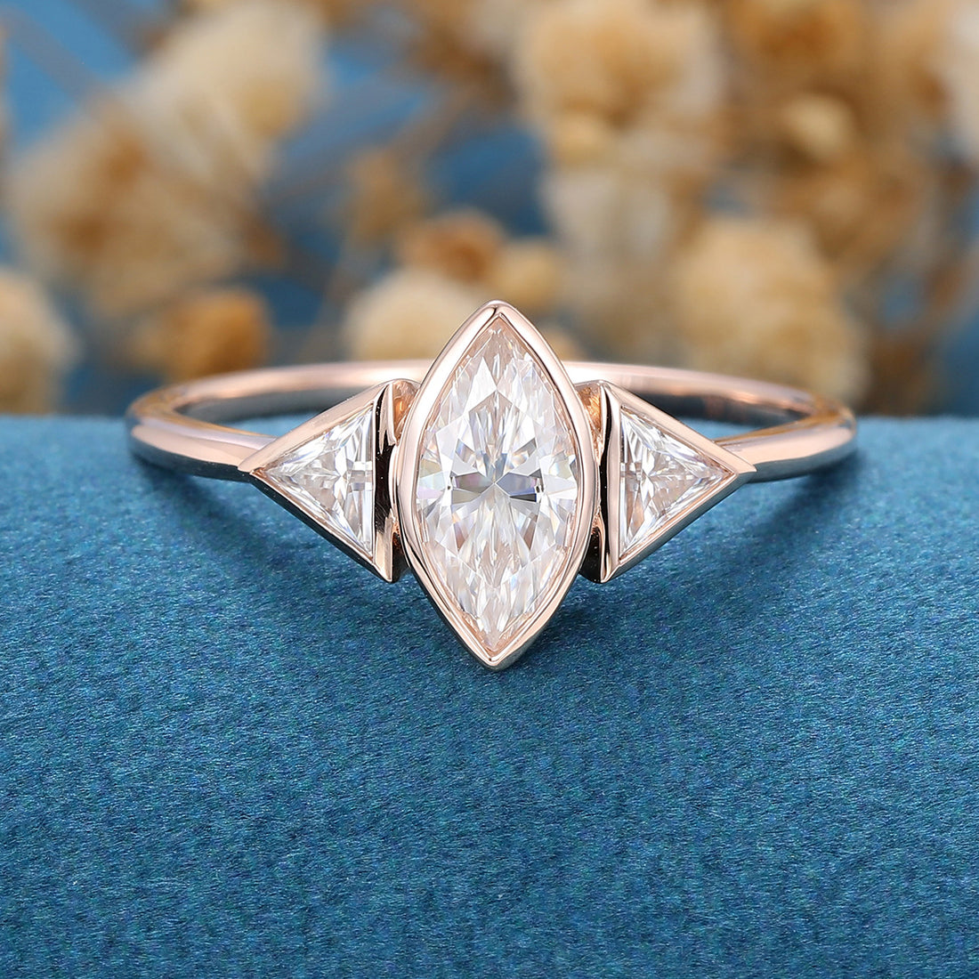 Marquise cut Moissanite | Trillion cut Diamond Engagement ring