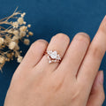 1.2Carat Pear cut Moissanite Engagement Ring Cluster diamonds Rose Gold Wedding Bridal Set