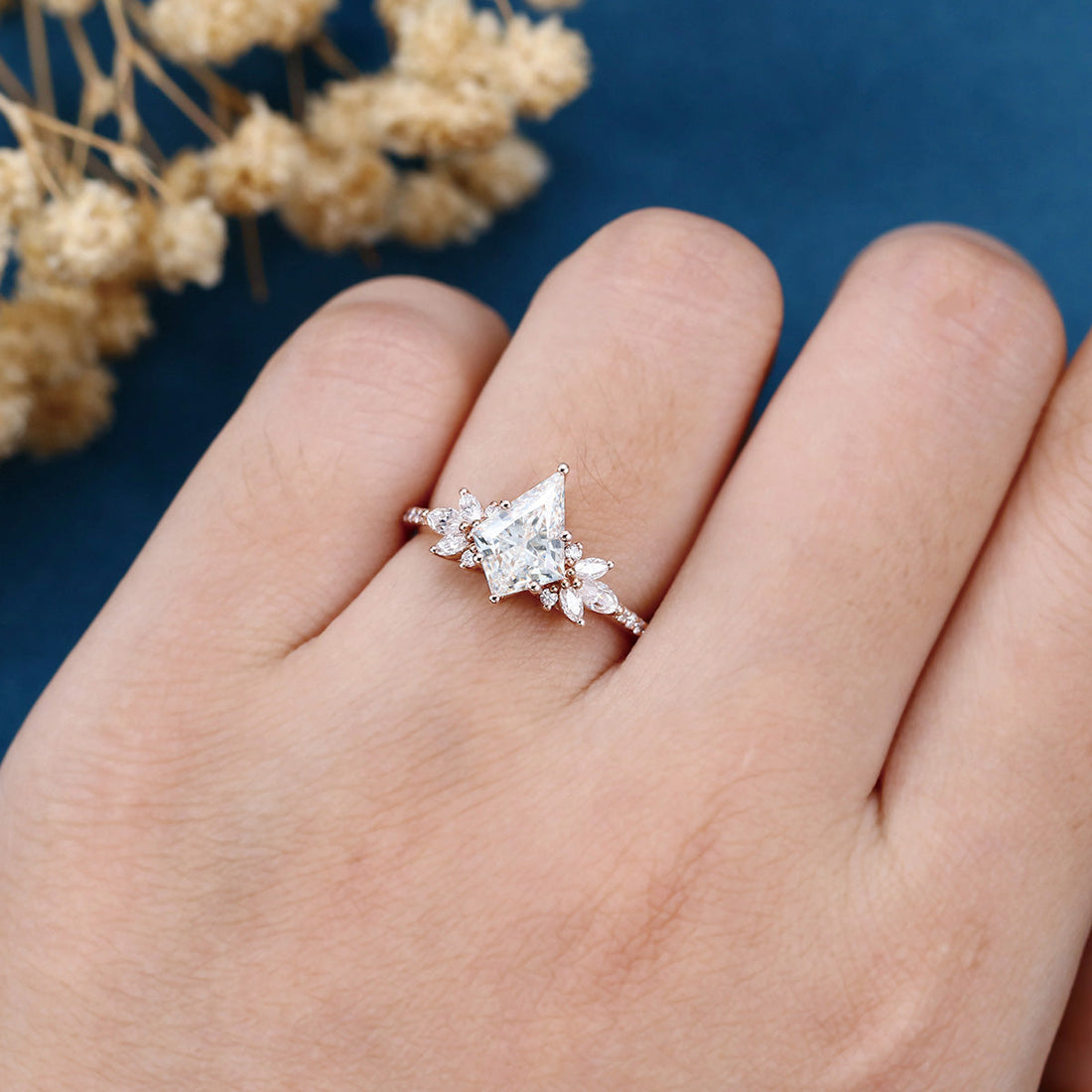 Kite cut Lab grown Diamond Wedding bridal set