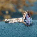 Kite Cut Alexandrite Engagement Ring 