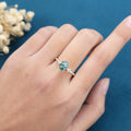 Oval Cut Natural Green Moss Agate Cluster Engagement Ring