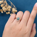 1.2Carat Pear Cut Moss Agate Cluster Engagement ring Bridal Set