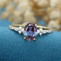 Oval cut Alexandrite | Diamond Engagement ring 