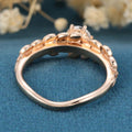 Nature Inspired Round cut Moissanite Leaf Gold Engagement Ring