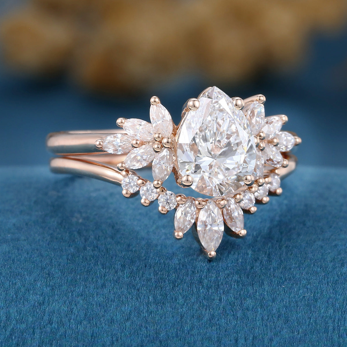 Pear cut Lab Grown Diamond Wedding bridal set