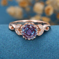 Round Cut Alexandrite Engagement Ring 